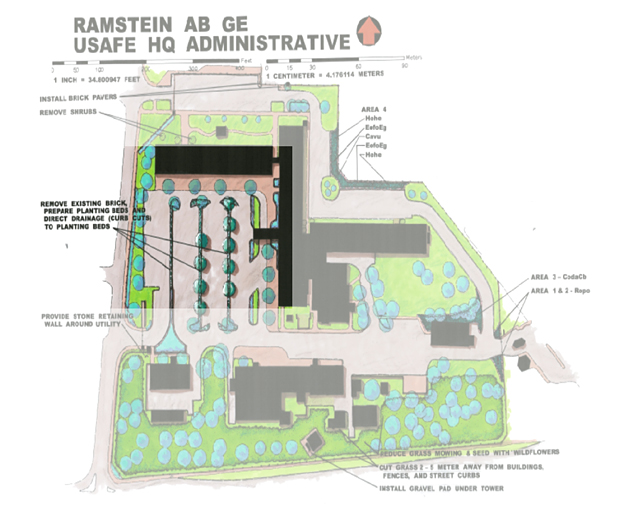 Figure 1. Parking lot improvement design at Ramstein AB