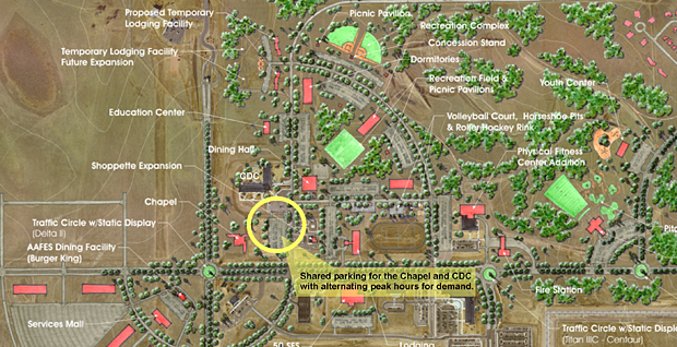 hared parking example for the Chapel and Child Development Center at Schriever AFB