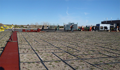 Figure 2. Extensive, grid style green roof installation at Peterson AFB